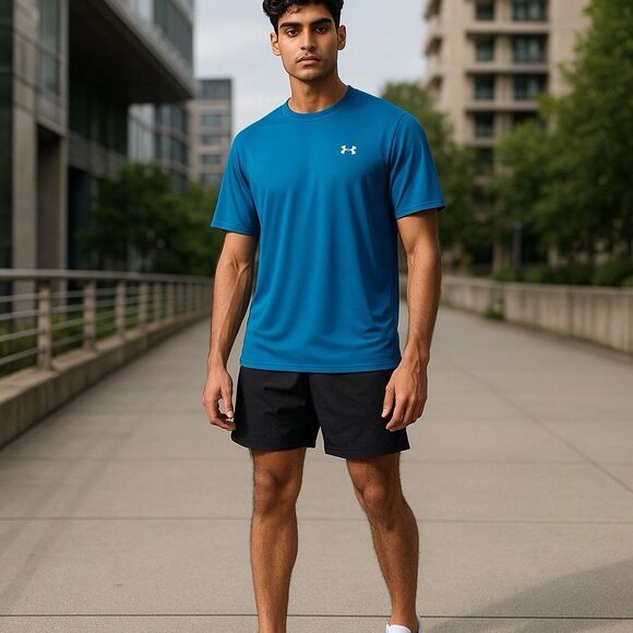 Under Armour T-Shirt Mens XL Blue Heat Gear Loose Fit Short Sleeve Pullover - Picture 1 of 9